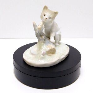 Porcelain Cat Climbing Tree Figurine 1970s Vintage RARE Hard To Find Collectible